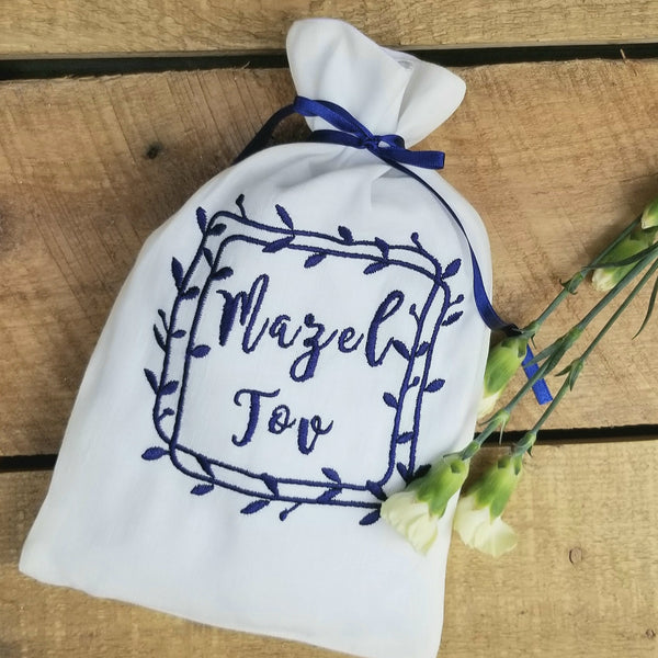 Smash Glass Pouch, Ivory/Navy- Jewish Wedding - Peace Love Light Shop