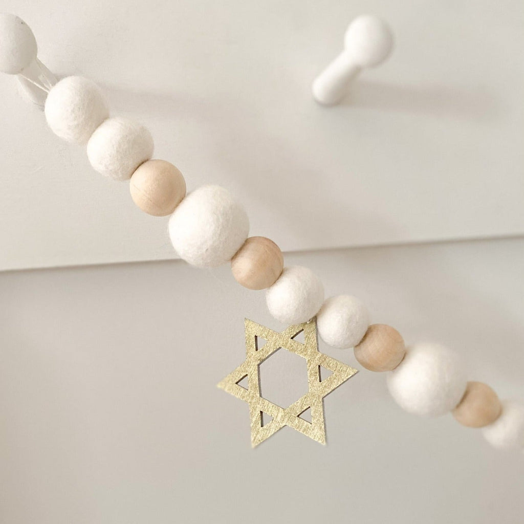Jewish Star Pom Pom Holiday Banner- Peace Love Light Shop